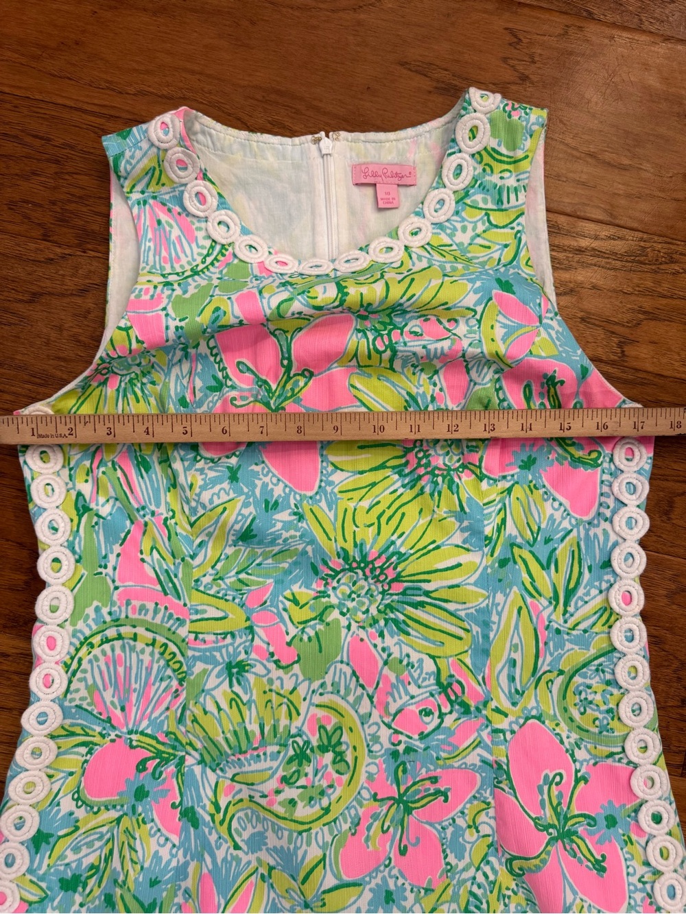 Lilly Pulitzer Mila Coconut Jungle Floral Lace Trim Shift Dress Sz 10 - Picture 10 of 16